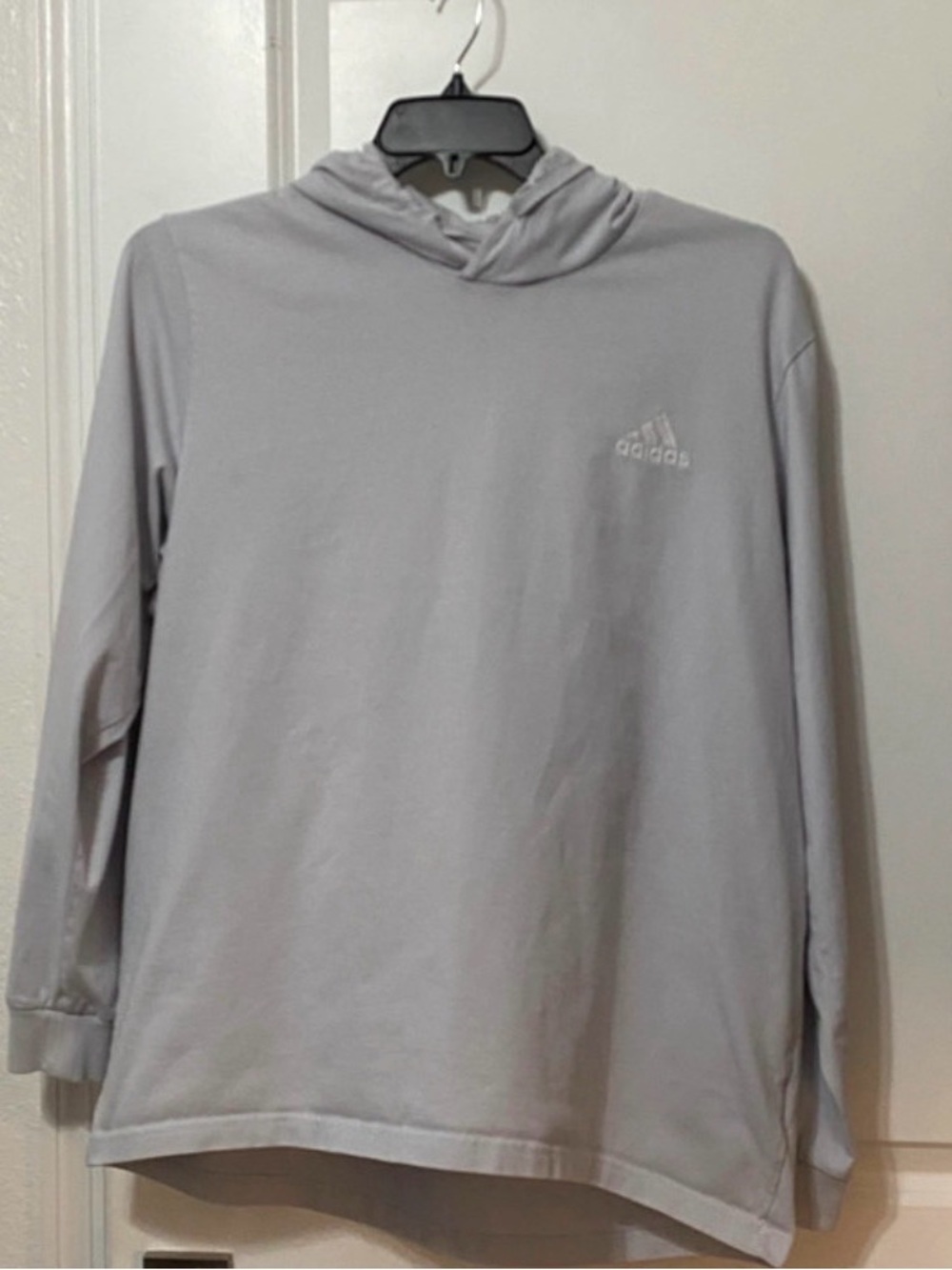 adidas Light Gray Pullover Hoodie Long Sleeve Shirt
